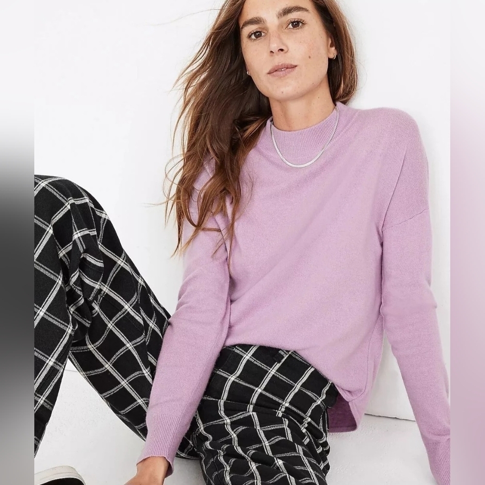 Madewell Ashbury Mockneck Sweater Purple Lightweight Boxy Fit Size Small
